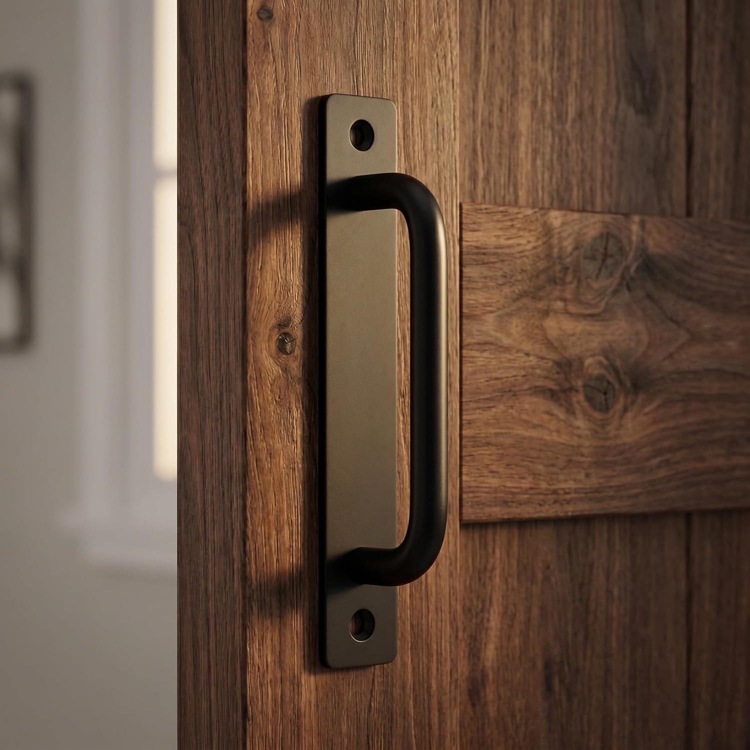 KALLORY Barn Door Handle Sliding Door Pull 8.26 inch Long Base Furniture Door Handle for Cabinet Closet Garage Home Office Hotel School 1 Pack with 2 Screws image 2