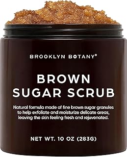 Brooklyn Botany Brown Sugar Body Scrub - Moisturizing and Exfoliating Body, Face, Hand, Foot Scrub - Fights Acne, Fine Lines & Wrinkles, Great Gifts For Women & Men - 10 oz
