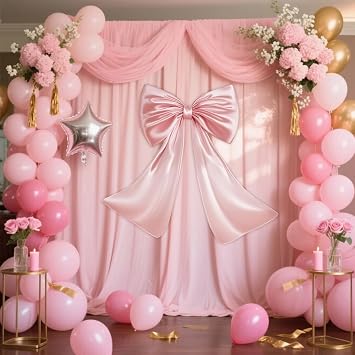 Large Pink Bow for Coquette Room Decor, 40x24 Inch Satin Ribbon Decor