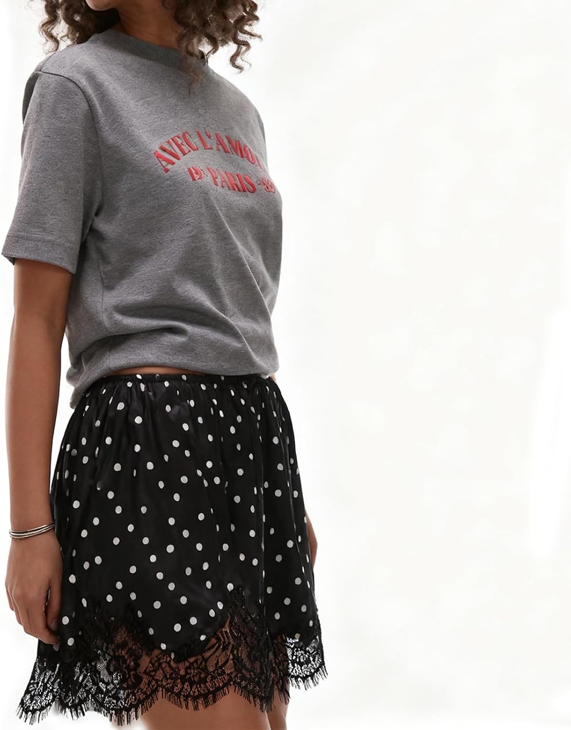 Women Lace Trim Mini Skirt Lacy Silk Satin Half Silp Short Skirt Y2k High Waist Silky Underskirt - Image 4