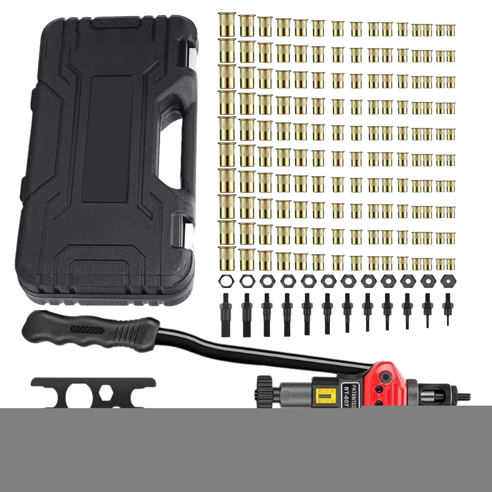 Kit D'outil À Écrous Rivets, Kit d'Installation de 176 Pièces pour Écrous Raccord | Outil D'Insertion De Rivet Fileté Avec 10 Tailles Métriques Pour Fabrication De Meubles Assemblage Perçage