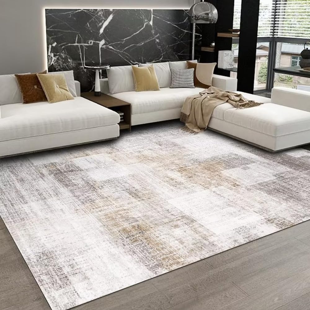 Grand tapis de sol en flanelle douce et décoration abstraite de prestige