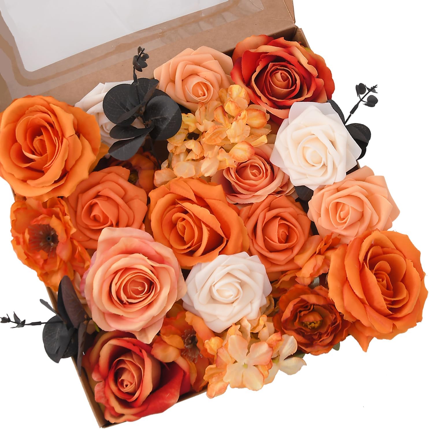 Burnt Orange Artificial Flowers 25pcs Fake Terracotta Flowers