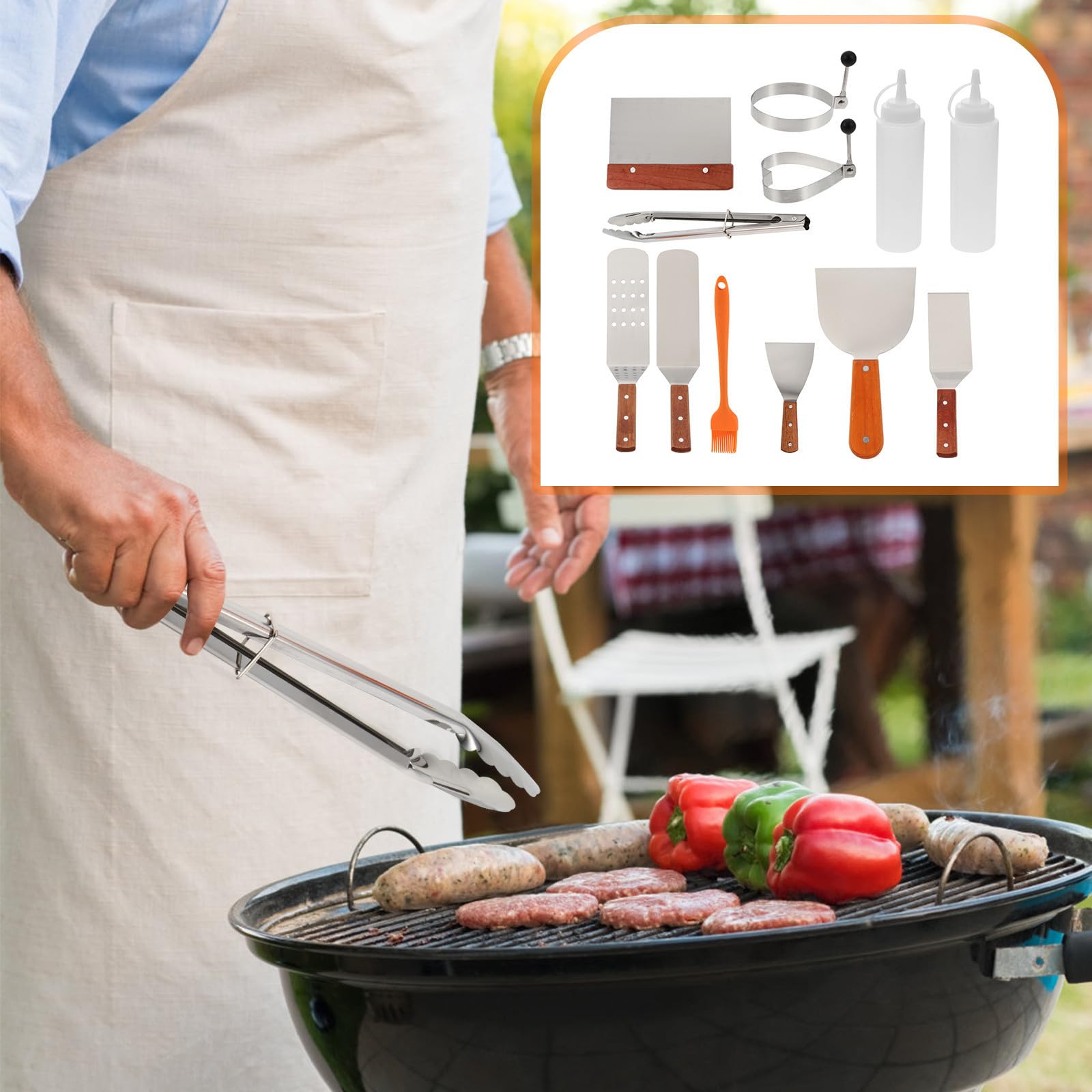 Tragbares Grillbesteck aus Edelstahl für Außenbereich