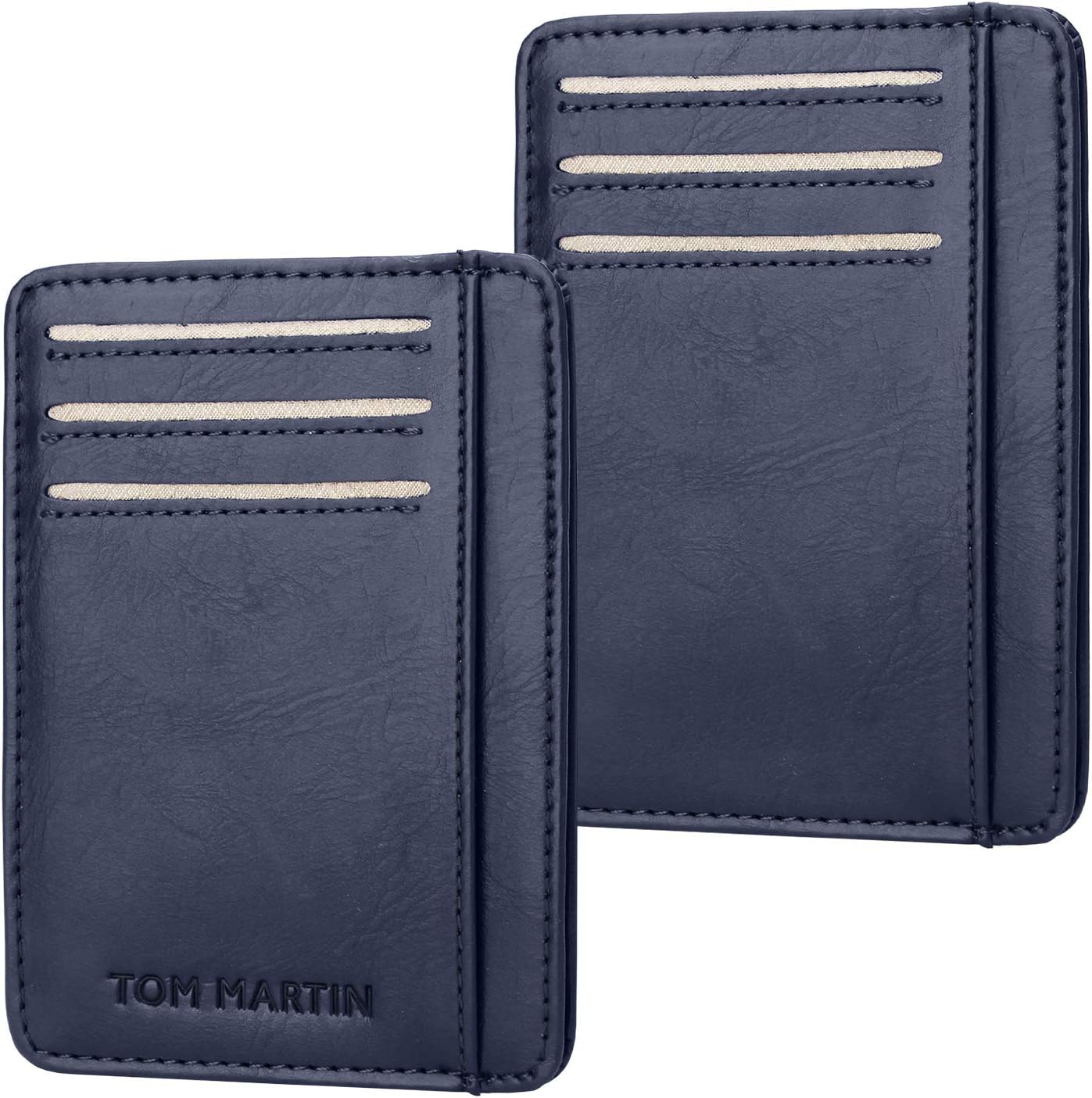Tom Martin TM10 RFID Protected Slim Credit Debit Holder/Wallet with Money Pocket for Men & Women (Navy Blue)