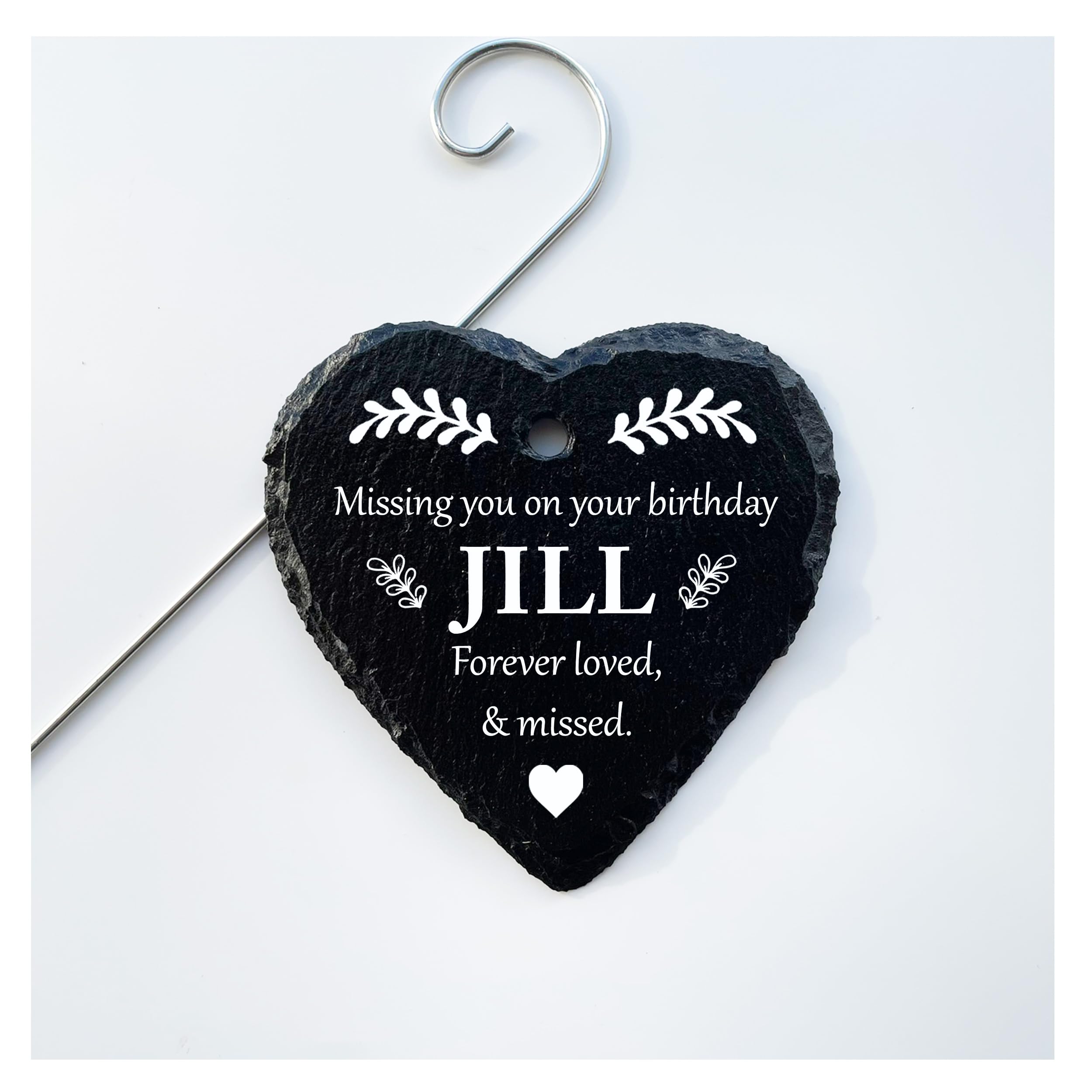 Lovethis** Custom Missing You On Your Birthday - Slate Heart Grave Marker Memorial - Mum Dad Sister Brother Nan Grandad Auntie Uncle (Custom)