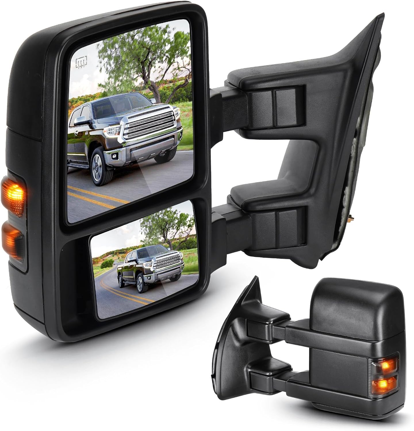 Towing Mirrors for Ford F-250 F-350 Super Duty 1999-2007 Power Heated with Turn Signal Manual Folding Telescoping (1 Pair)