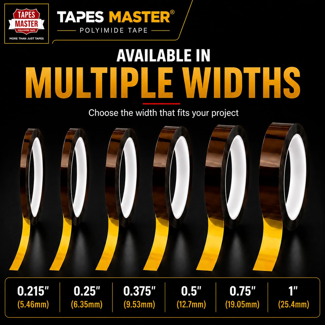 1 Mil Kapton Tape (Polyimide) - 1" x 36 yds 3