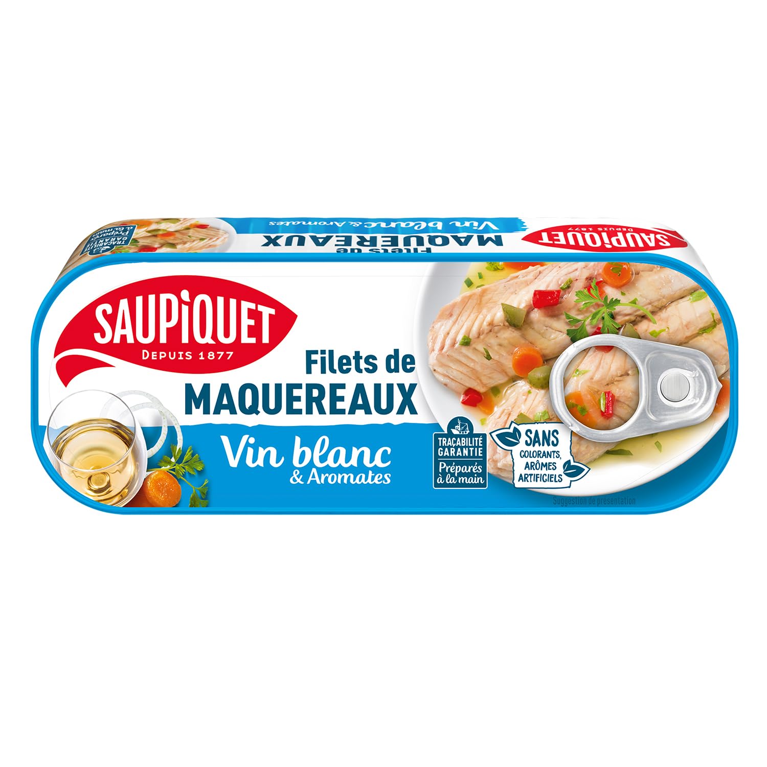 Saupiquet de Maquereaux au Vin Blanc et aux Aromates la Boîte 176g