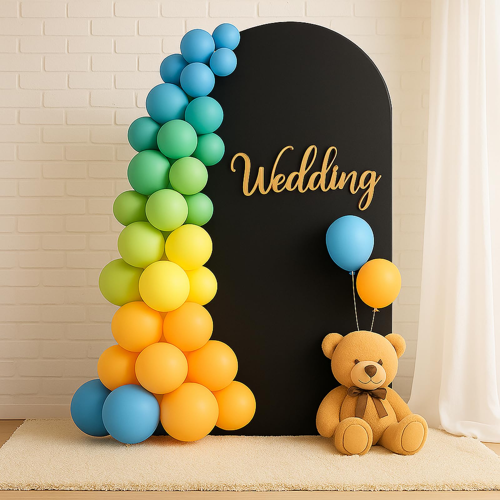 Cubierta de fondo de arco – arco de boda de doble cara con parte superior redonda, fondo fotográfico ideal para bodas, cumpleaños, ceremonias, fiestas y banquetes (negro, 1 x 2 m)