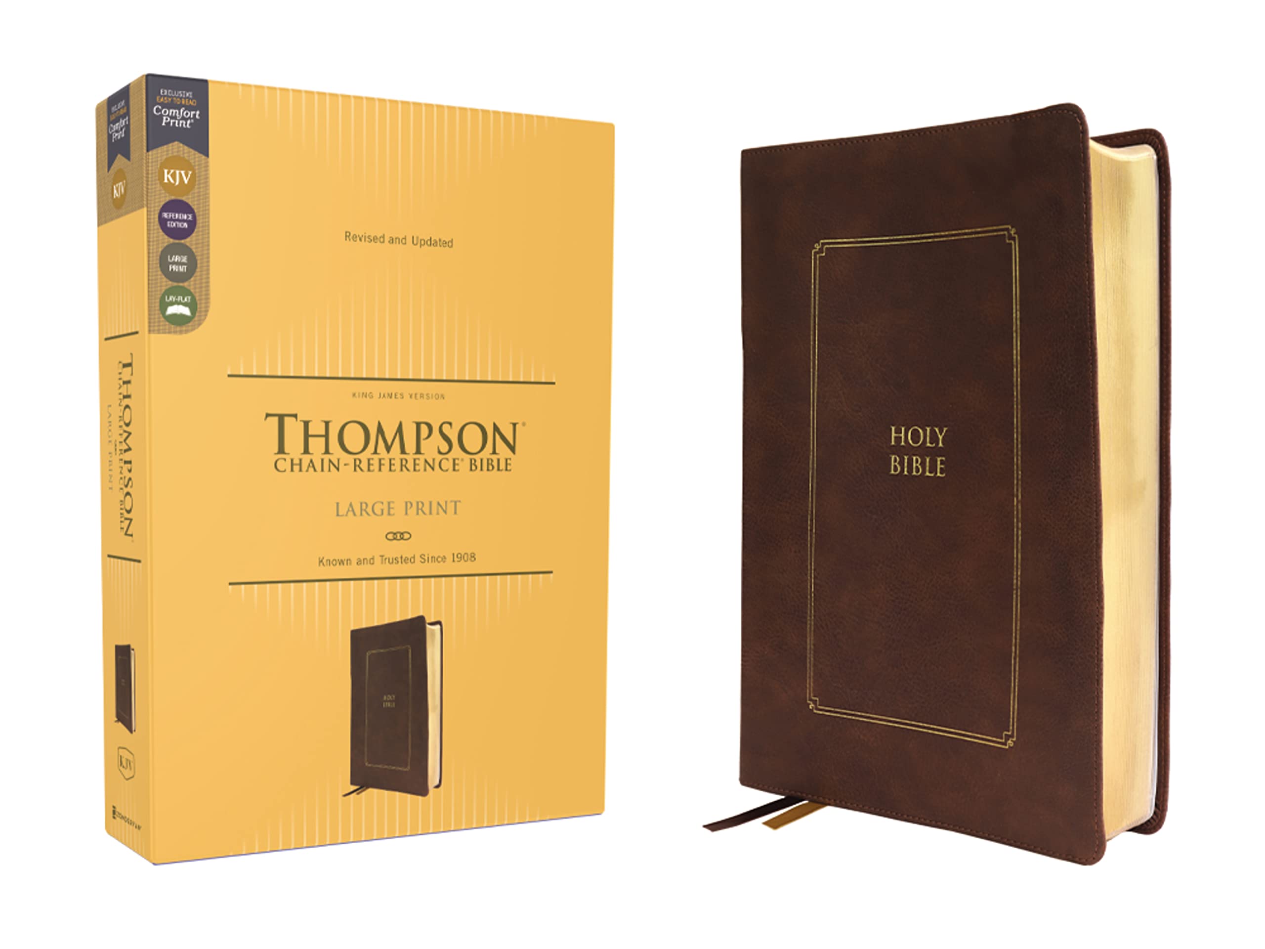KJV, Thompson Chain-Reference Bible, Large Print, Leathersoft, Brown, Red Letter, Comfort Print: King James Version, Large Print, Brown, Leathersoft, Red Letter