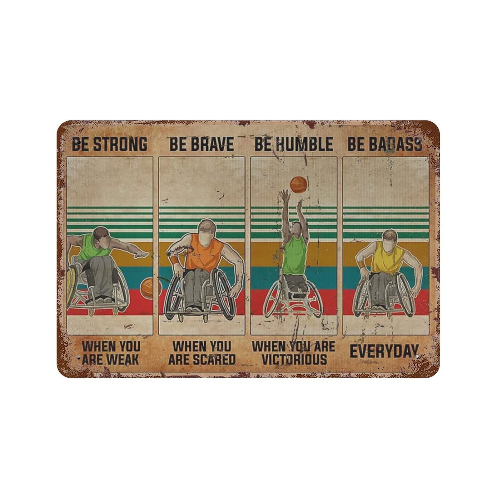 AOOEDM Be Strong When You Weak Metal Tin Signs for Man Cave Funny Art Wall Plaque Kitchen Bar Sign Coffee Shop Garage Wall Decor Hanging Decor