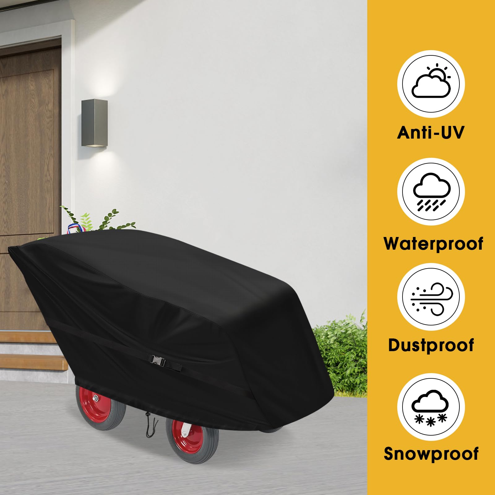 Copertura per passeggino Angeles Bye Bye Buggy a 6 posti, impermeabile, resistente, colore nero, 193 x 91,4 x 96,5 cm