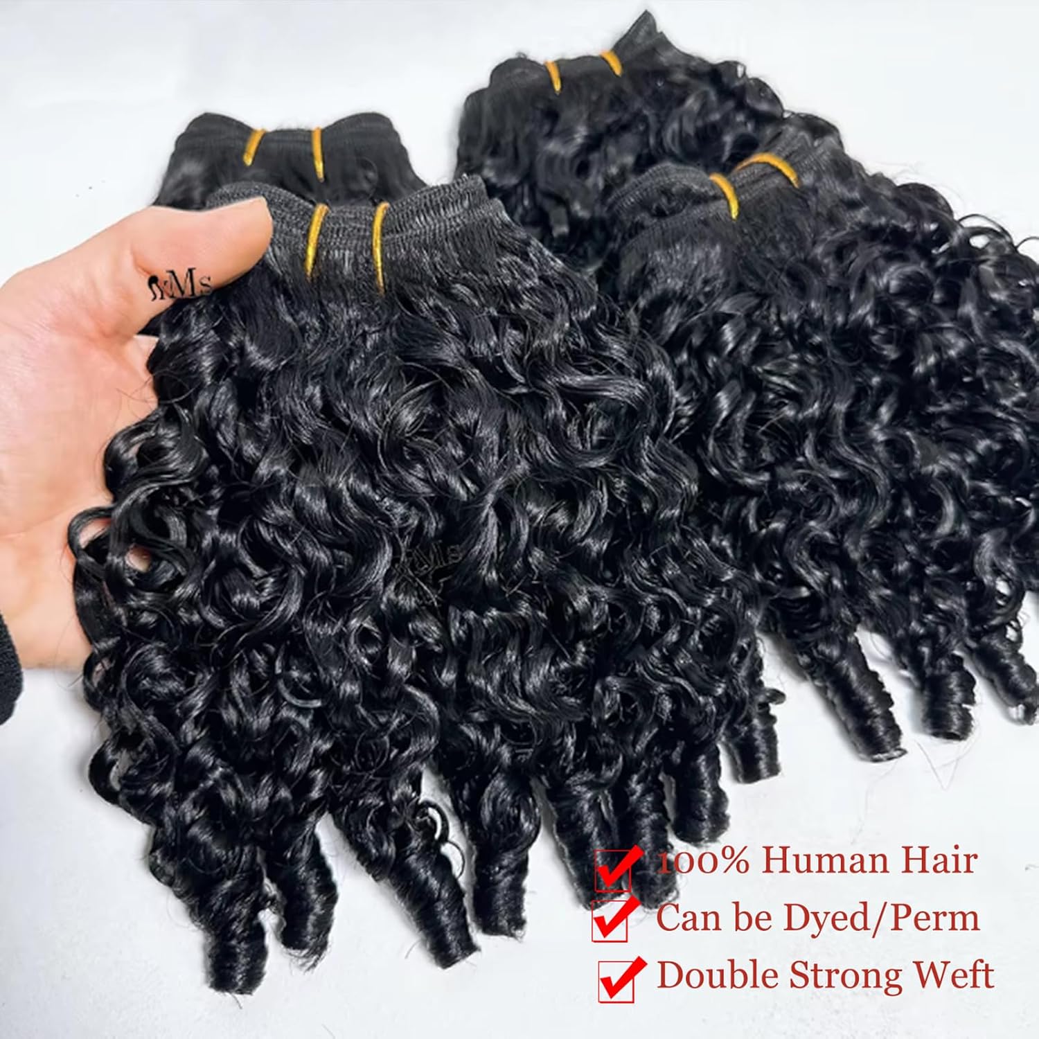 YMS 3C4A Burmese Curly Human Hair Bundles 18 Inch 16A Curly Bundles Human Hair Unprocessed Burmese Raw Hair Extension Real Human Hair Natural Color Spiral Curly End Real Hair Weft Extensions