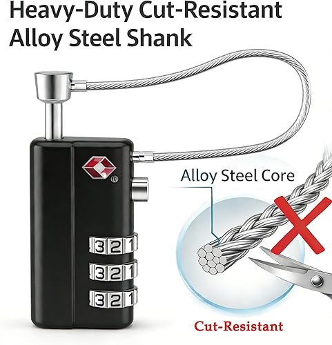 Miniatura 2 de Candado profesional aprobado por la TSA (2 unidades) candado para funda de pistola con vástago de acero de aleación duradero y resistente a los