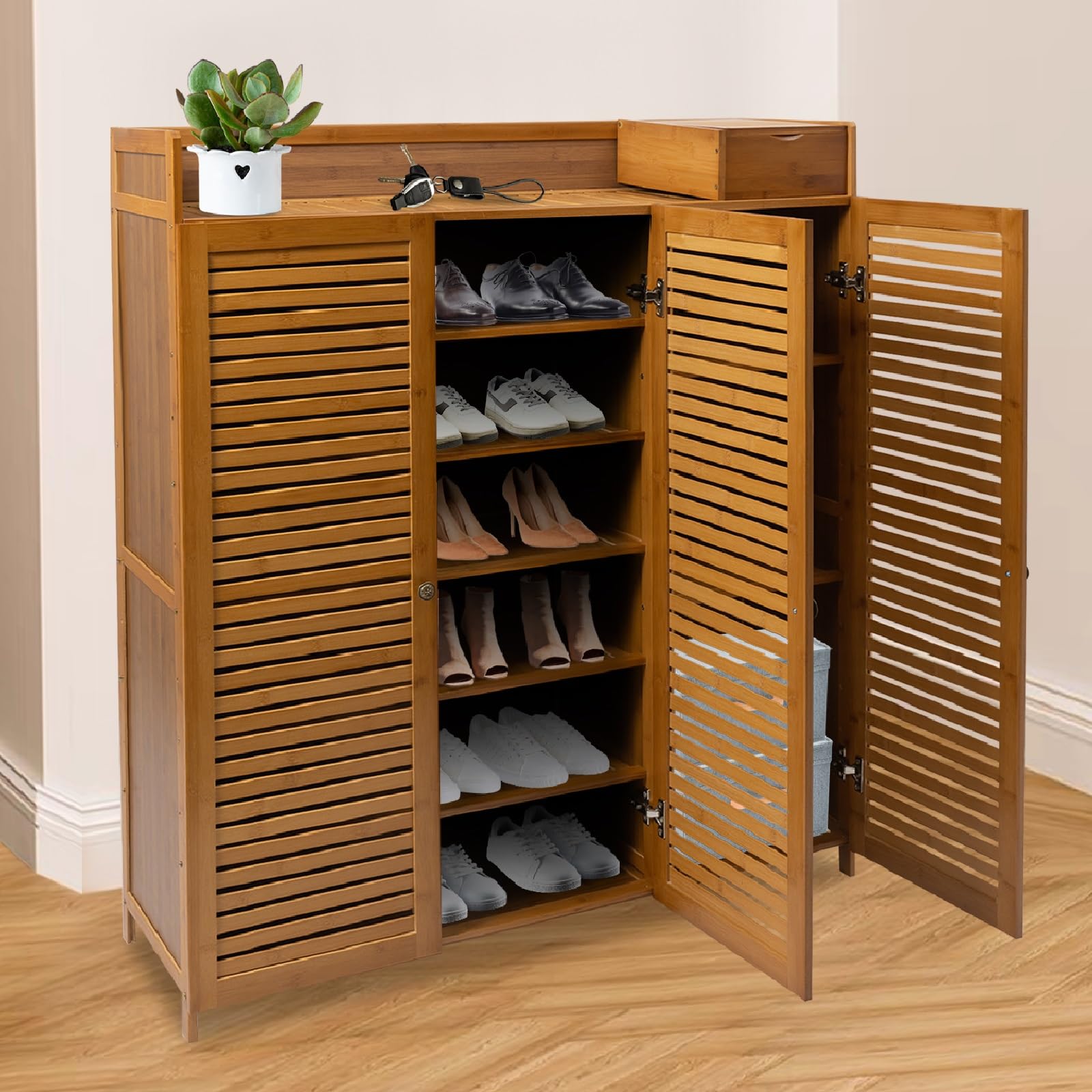 Organizzatore di Letteratura Scarpiera in bambù Scarpiera a 7 Ripiani Scarpiera in Piedi con Porta Organizzatori di Scarpe per Ingresso Corridoio Soggiorno Camera da Letto