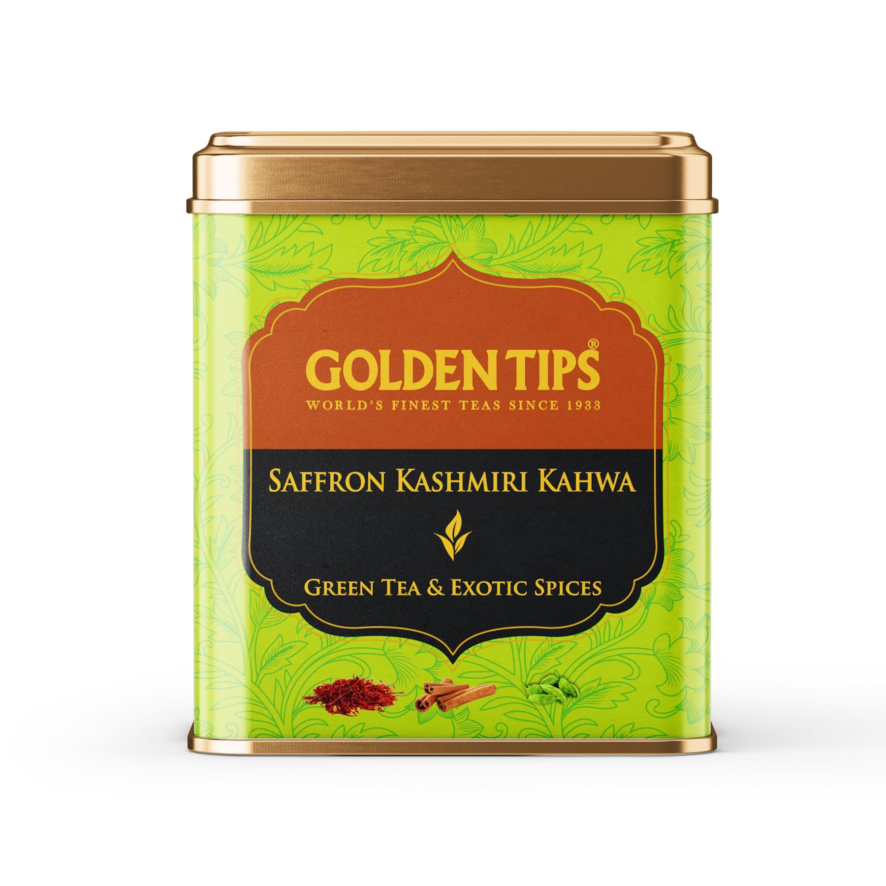 Golden Tips Kashmiri Kahwa Green Tea Blended with Cinnamon Sticks, Cardamom, Saffron Loose Leaves Tin Can (100 Gram, 50 cups) (B0757QCFBV) Amazon Price History, Amazon Price Tracker