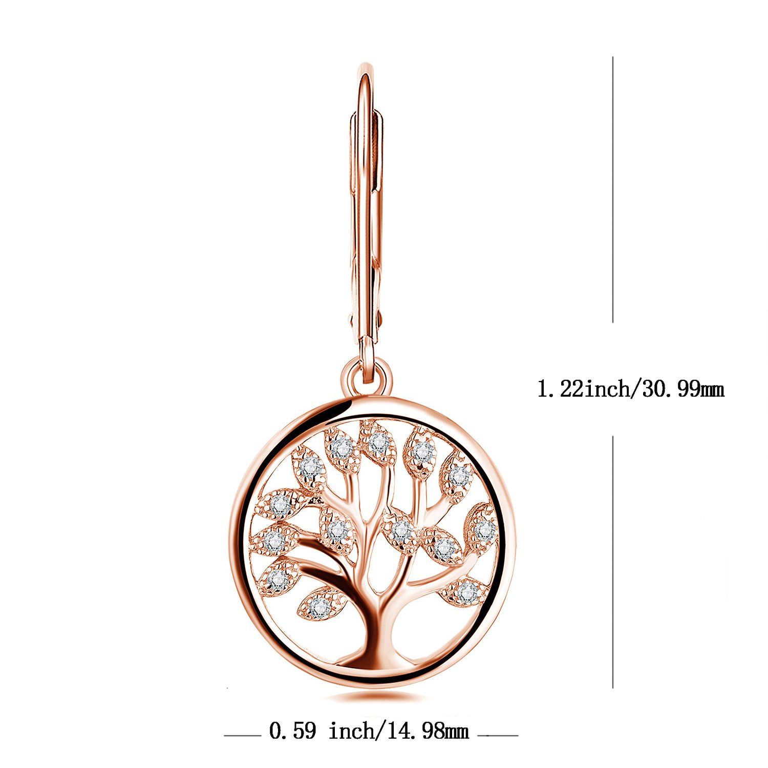 JO WISDOM Ohrringe Lebensbaum Ohrhänger Baum Des Lebens Yggdrasil Familie mit Zirkonia Geburtsstein Schmuck für Damen