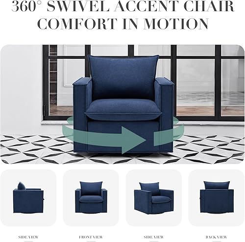 Miniatura 41 de COLAMY Juego de 2 sillas giratorias decorativas de 34 pulgadas, sillón tapizado con almohada de respaldo mullido, moderno y cómodo para dormitorio,