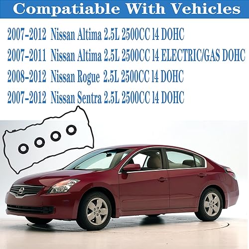 Miniatura 2 de VS50777R - Junta de tapa de válvula Nissan Altima 2.5L y sello de bujía, junta Rogue Sentra código de motor QR25DE 2007 2008 2009 2010 2011 2012