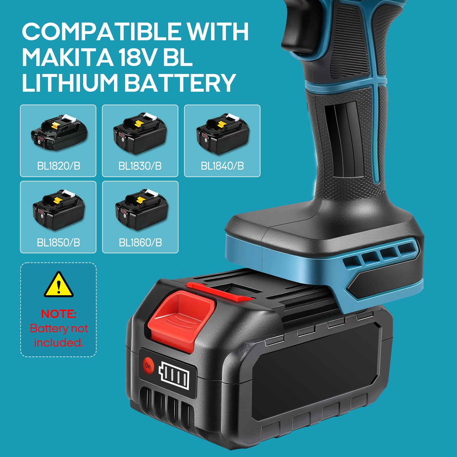 Mini soffiatore a secco senza fili per Makita 18 V batteria (non inclusa), soffiatore senza spazzole 40000 giri/min 475 MPH, ventilatore portatile Turbofan con ugello esteso per la cura del