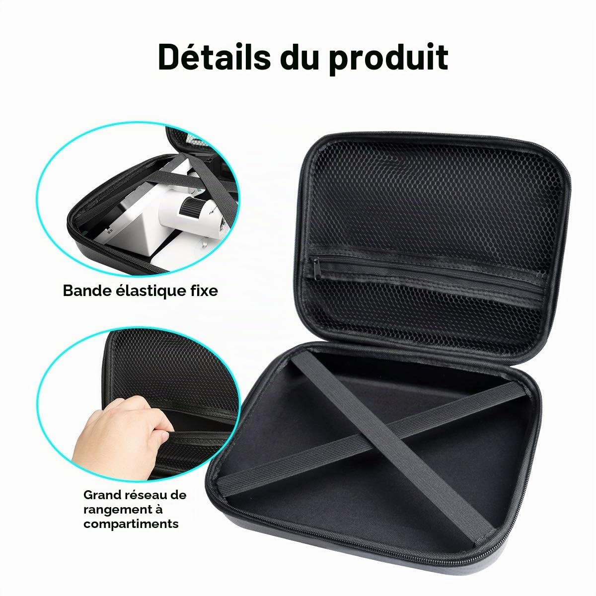 Originale Boîte de Transport pour Microscope Numérique LCD, Ultra Grande Taille Sac de Rangement pour USB/Wifi/Écran Ordinateur Portable Microscope Caméra Endoscope Loupe Microscope de poche