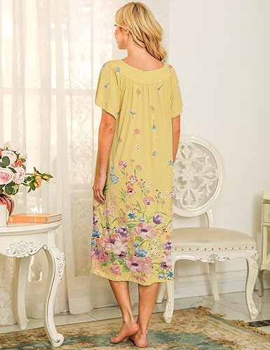Miniatura 7 de Bloggerlove Vestidos de casa para mujer con bolsillos Mumu Duster Housecoat de manga corta vestido de patio S-XXL