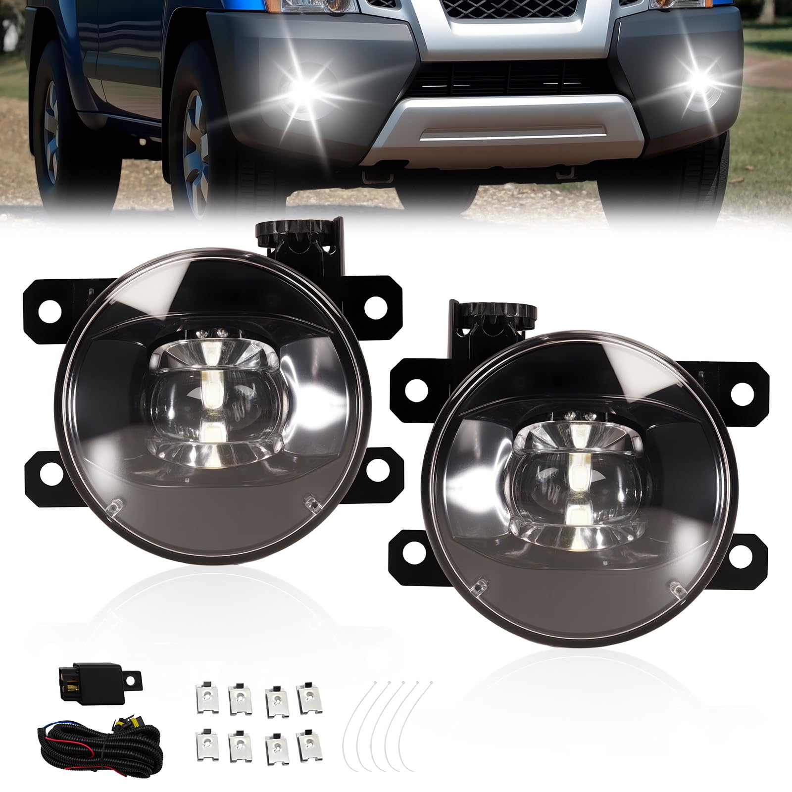 Fog Lights Compatible with 1999-2002 Chevy Silverado 1500 2500/2001 2002 Silverado 1500HD 2500HD 3500/2000-2006 Tahoe Suburban 1500 2500(Clear Lens) — view 46