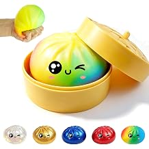 Rainbow Dumpling Squishy, Rainbow Mystery Dumpling Toy, Dumpling Stress Ball with Steamer, Soft Squeeze Sensory Toys for Anxiety Relief Ideal Gift for Kids Adult