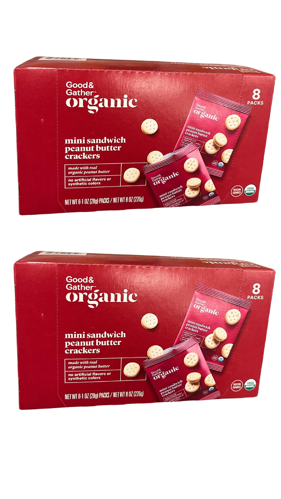 Mini Sandwich Peanut Butter Crackers Good & Gather Organic 8 count - 1 oz Packs (2 boxes)