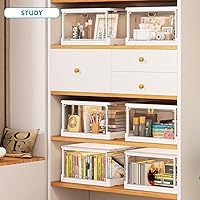 Vista 2 de SNSLXH Clear Storage Bins with Lids, Stackable Storage Bins with Magnetic Doors Open Front, Plastic Storage Bins for Living Room, Bedroom, Study