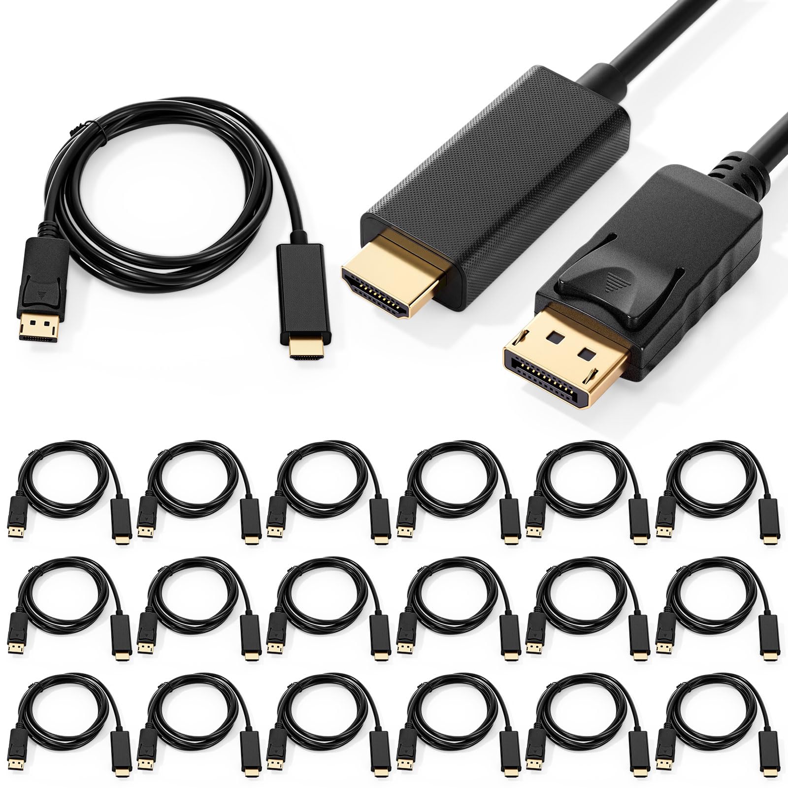 Sabary Confezione da 20 cavi da DisplayPort a schermo da 1,8 m, cavo 4K a