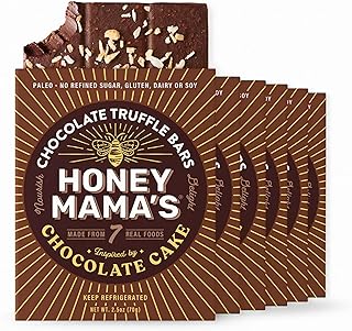Honey Mamas Chocolate Cake Chocolate Truffle Bars – Pack of 6 – No Refined Sugar, Gluten-Free, Dairy-Free, Soy-Free, Paleo – 2.5 oz (3-Serving Bar each)