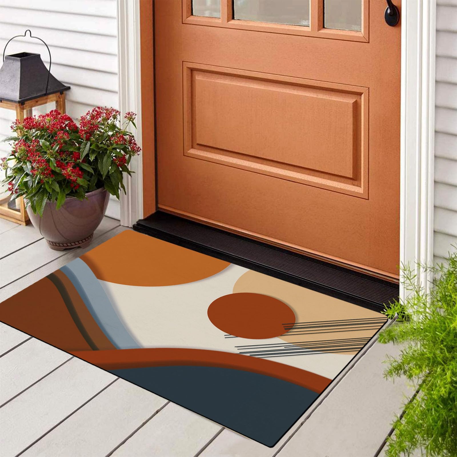 Paillasson intérieur entrée orange pour couloir au design moderne