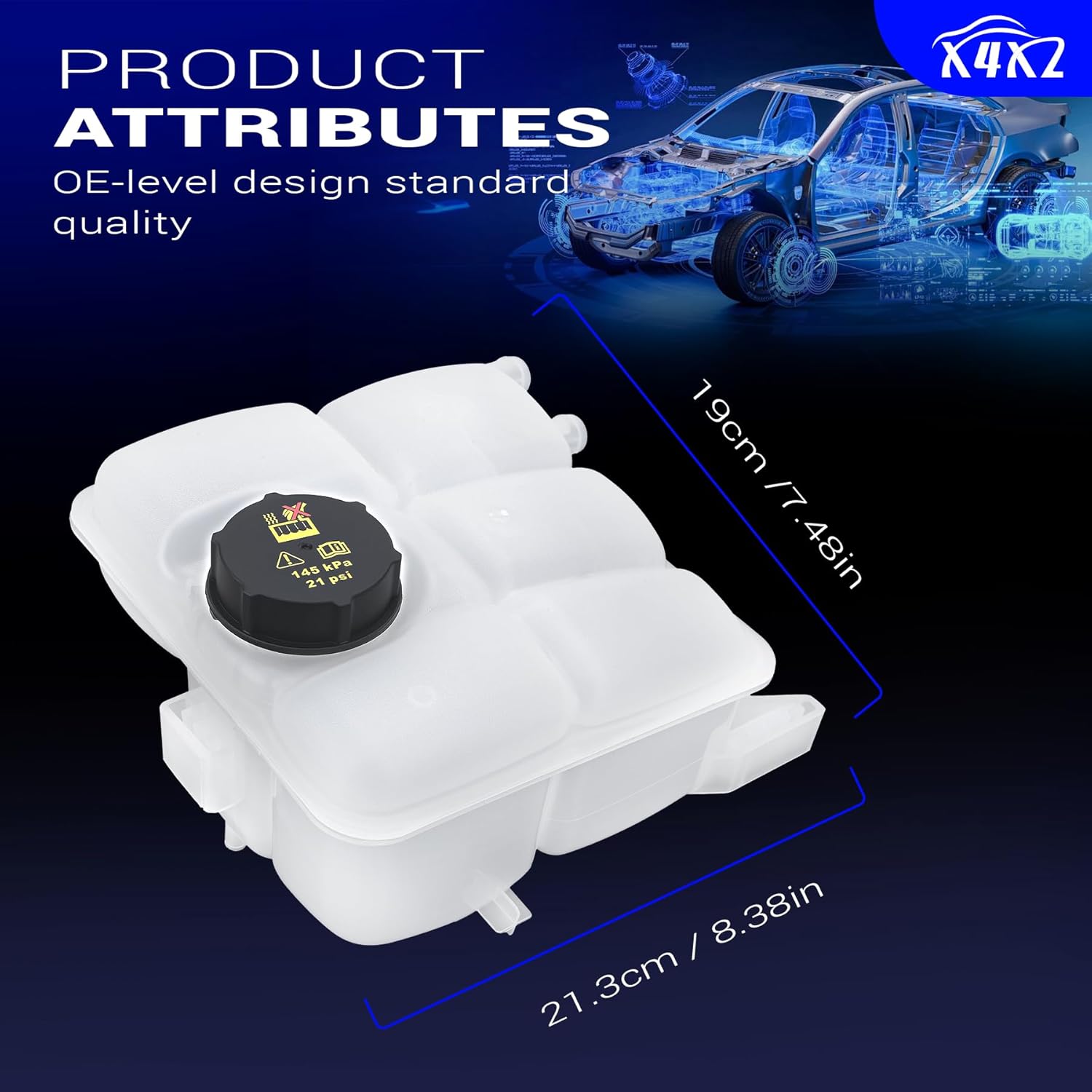 X4XZ Front Engine Coolant Reservoir Radiator Expansion Tank for Ford Focus 12-18 1.0L/2.0L/BATTERY EV 丨Escape 13-16 1.6L丨C-Max 13-18 2.0L丨Transit Connect 14-16 1.6L, Replace 603-382