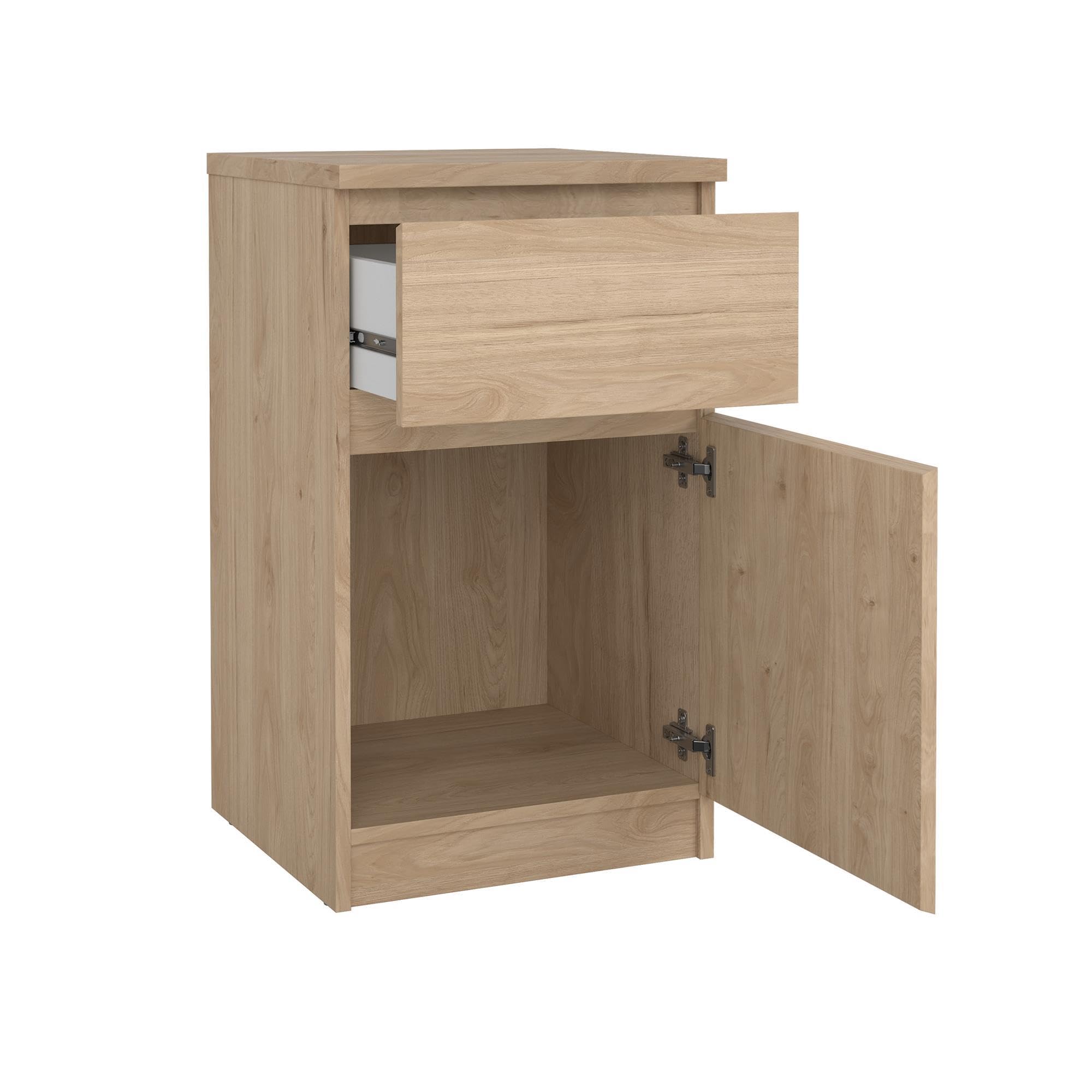 Juego de 2 Mesitas de Noche, Mesas Auxiliares SIL Oak con 1 Puerta y 1 Cajón,Color Jackson Hickory, 41 x 40 x 70 cm