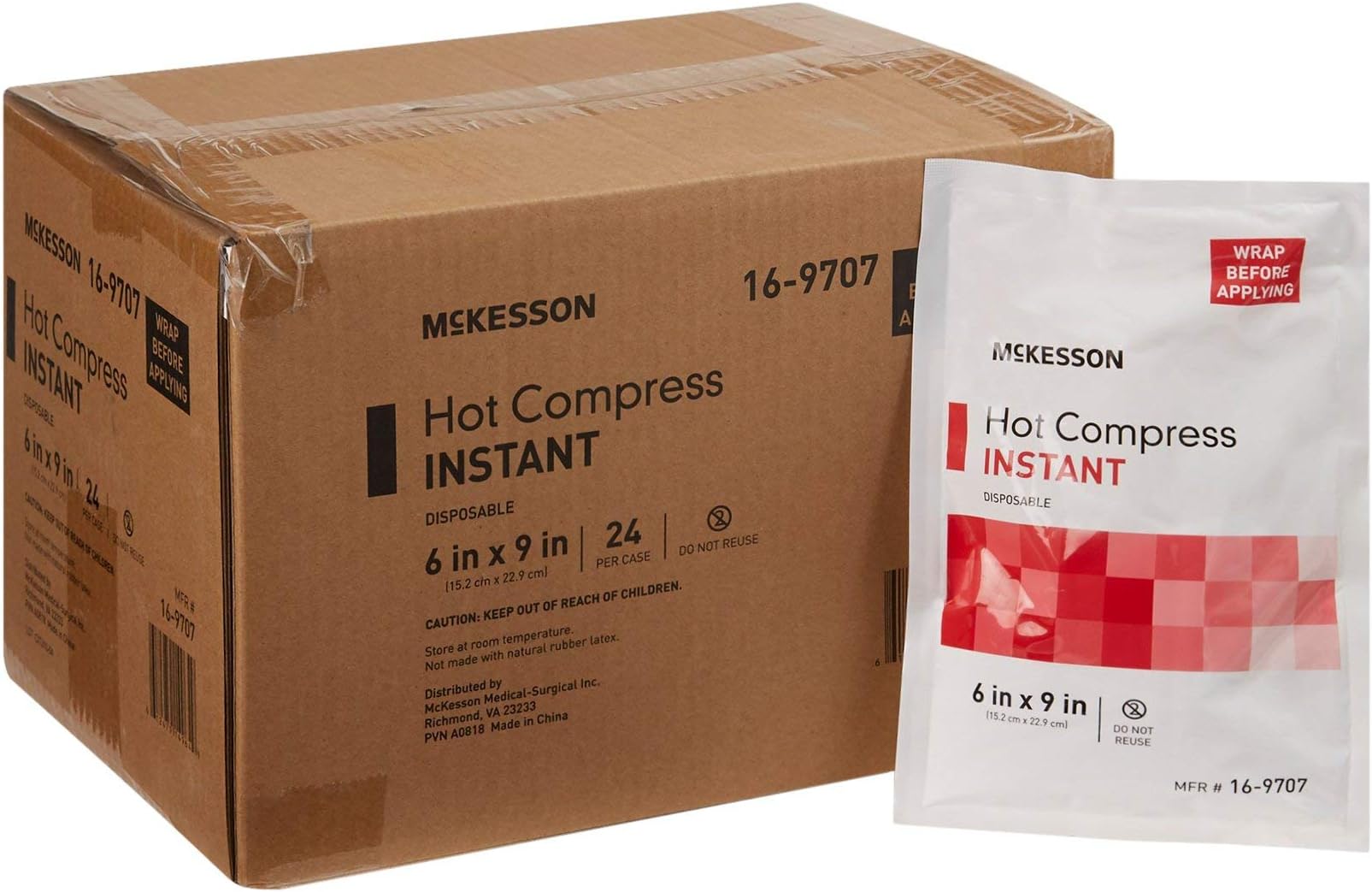 Hot Compress Instant Hot Pack [24 Pack] Disposable, Heat Packs for Pain Relief, 6 in x 9 in
