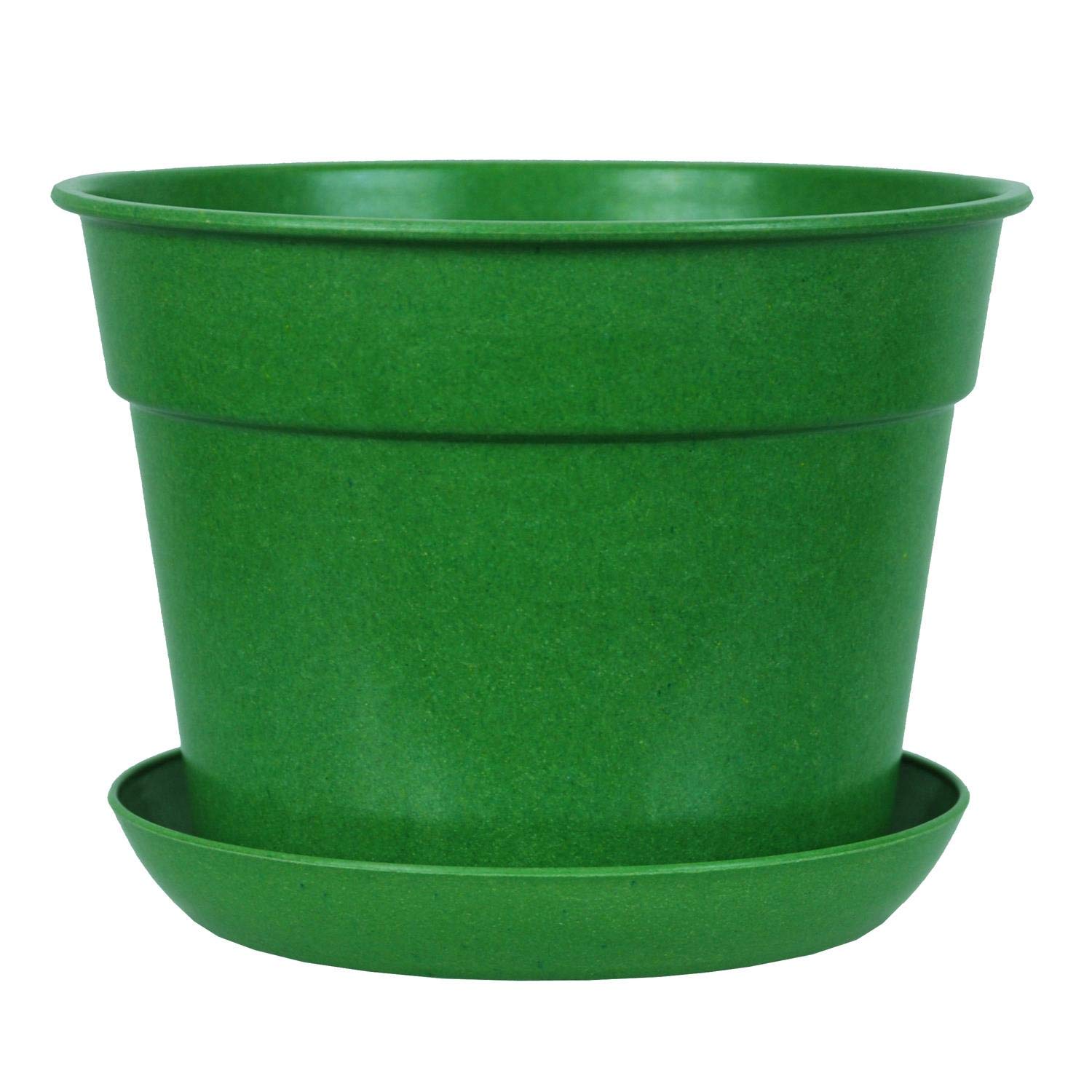 Compostable Plant Pot & Saucer Sets - Set of 50 - Green - 14cm (H) x 19cm (Dia)