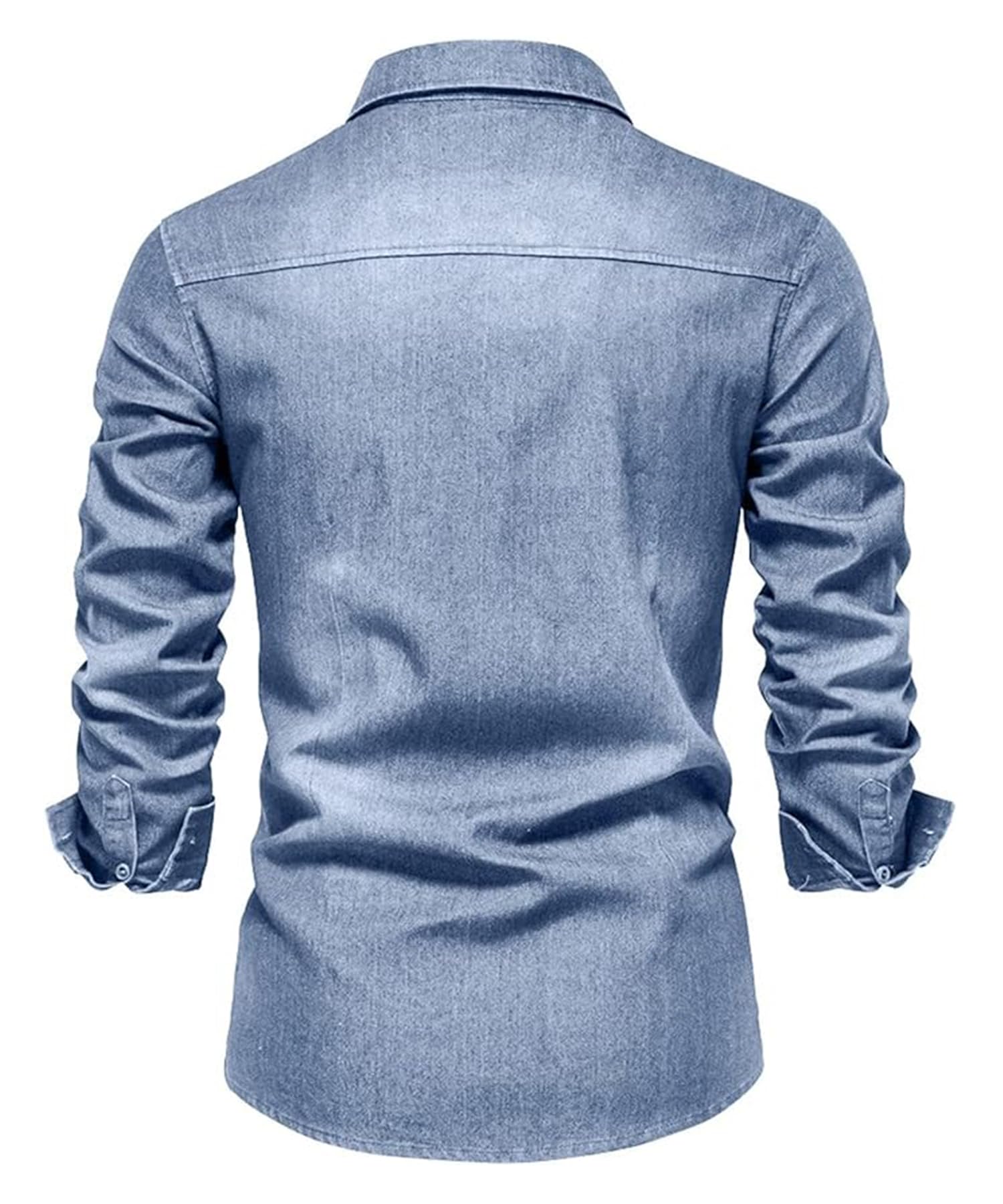 Herren Denim Hemd Casual Dress Hemd Langarm Oxford Hemd Regular Business Hemd Thick Jean Shirt Work Shirt with 2 Pockets