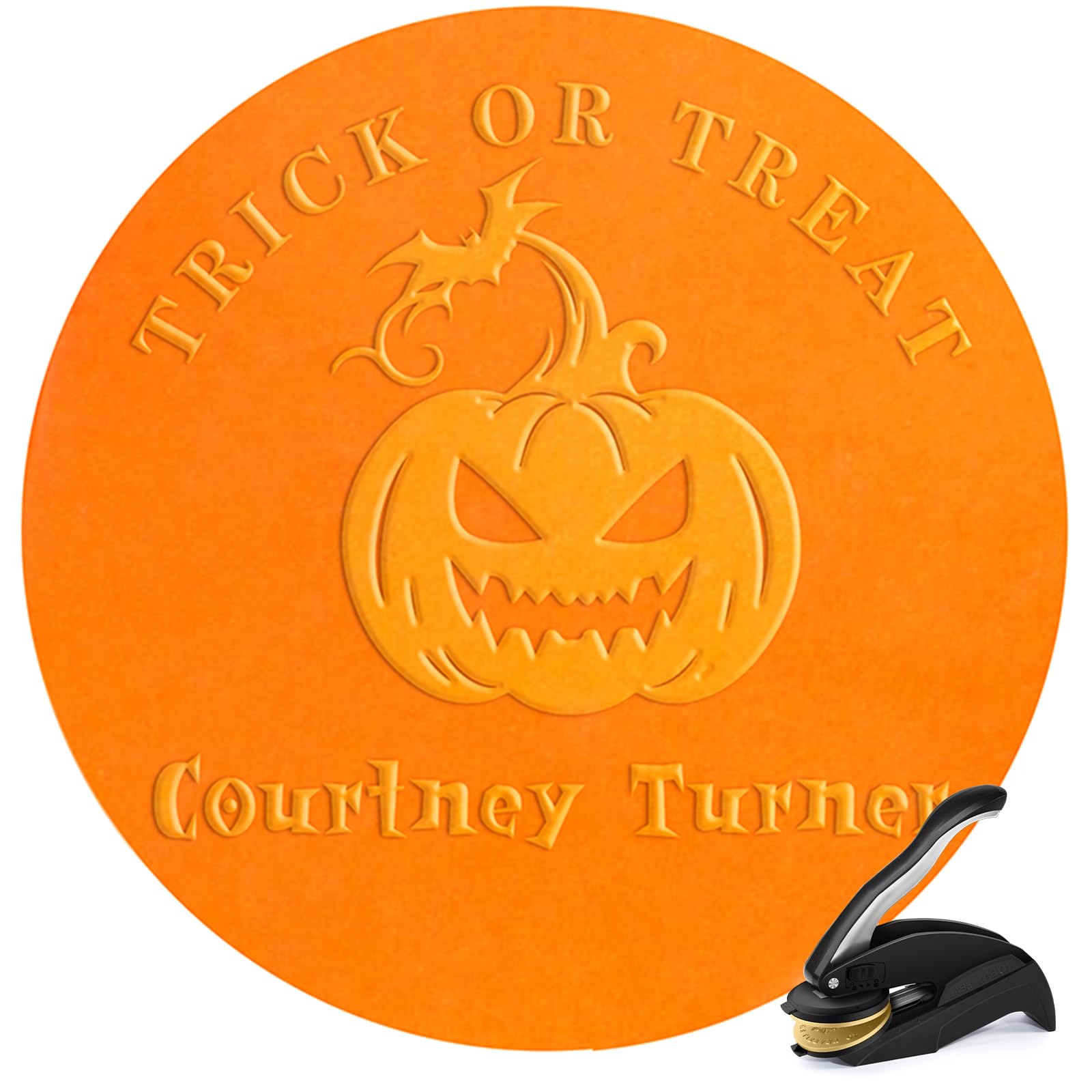 Custom Book Embosser | Personalized Book Embosser | Self-Inking Stamp | from The Library of Floral Book Stamp (Halloween) — image 1