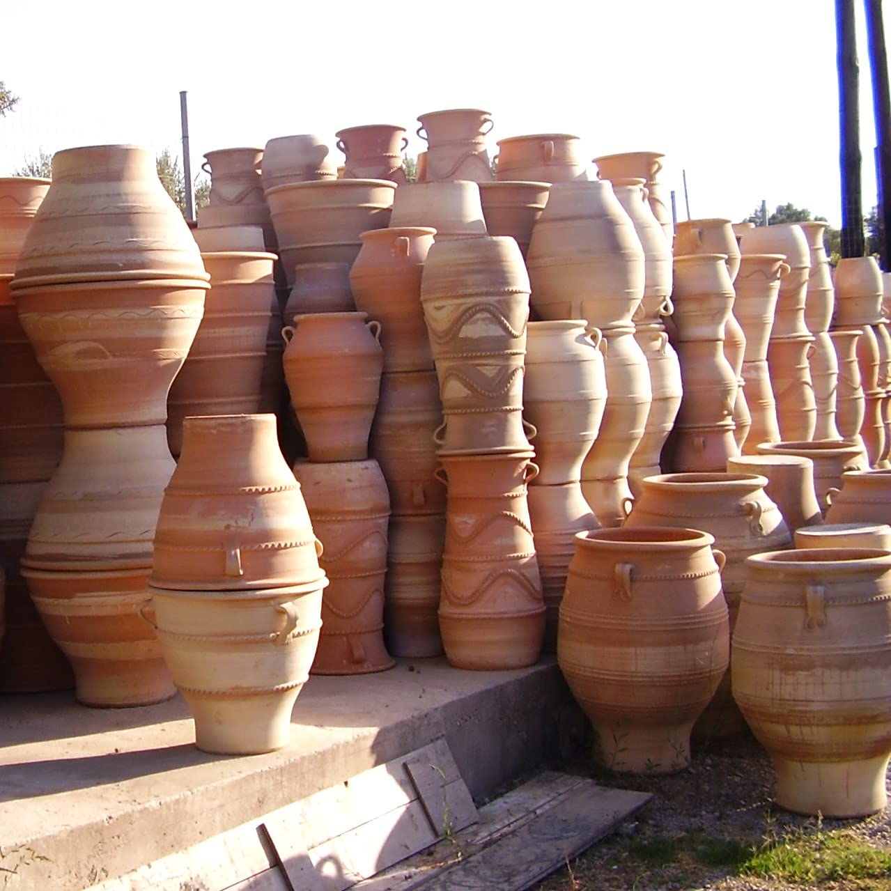 Palatina Werkstatt Vaso da fiori in terracotta 100% fatto a mano, 40 cm, in Grecia, atmosfera esclusiva e naturale per il tuo giardino e la tua casa, rosa 2