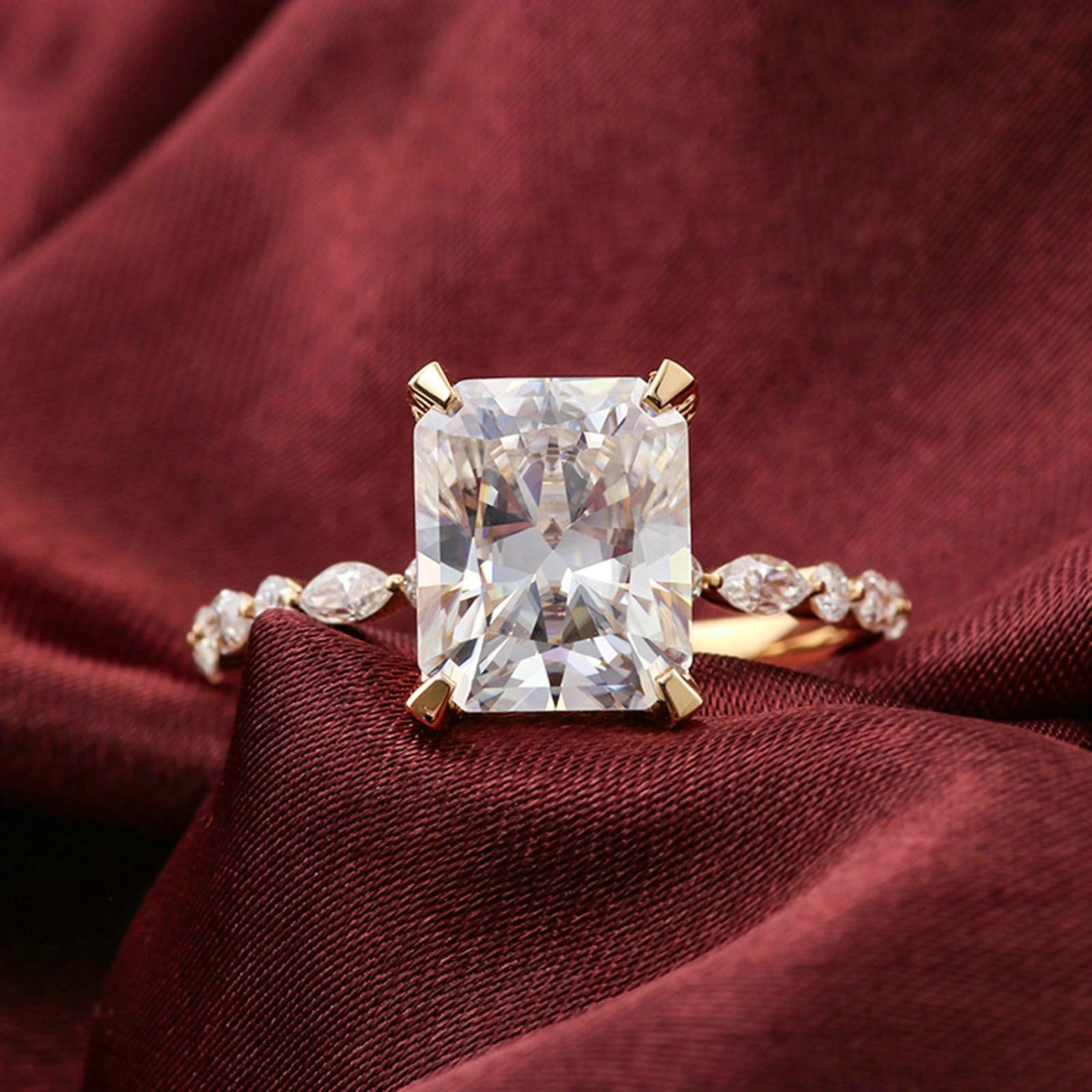 Alliances élégantes en moissanite blanche 18 carats 2 carats - Bague de fiançailles élégante