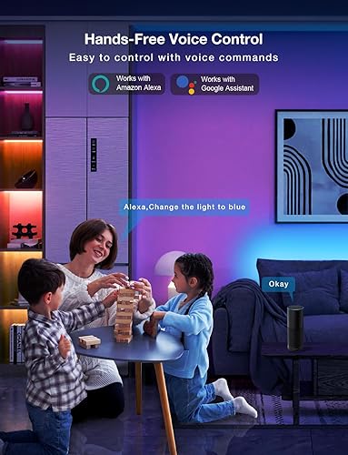 Miniatura 3 de DAYBETTER Luces LED inteligentes WiFi de 100 pies, tira de luces LED que funcionan con Alexa y Google Assistant, tira de iluminación RGB con