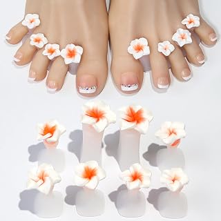 8pcs Silicone Toe Separators Flower Toe Spacers, Women Pedicure Nail Polish Gel Foot Spacers, Pedicures Nail Art Tools (8 White Flowers)