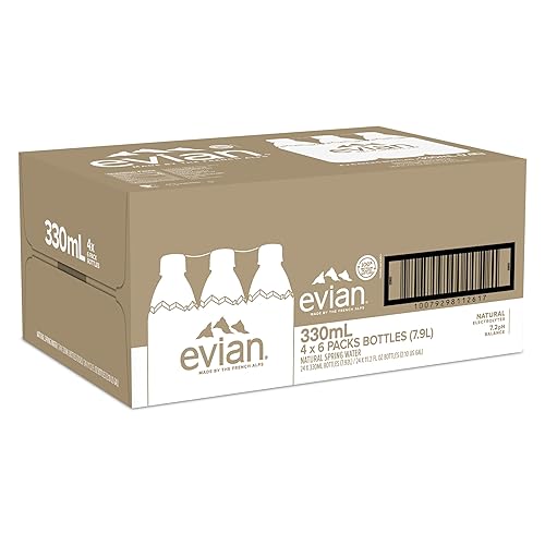 Miniatura 13 de Evian Agua de manantial natural de 330ml/ 11.2 fl oz (paquete de 24) minibotellas, botellas de agua de manantial filtradas naturalmente pequeñas
