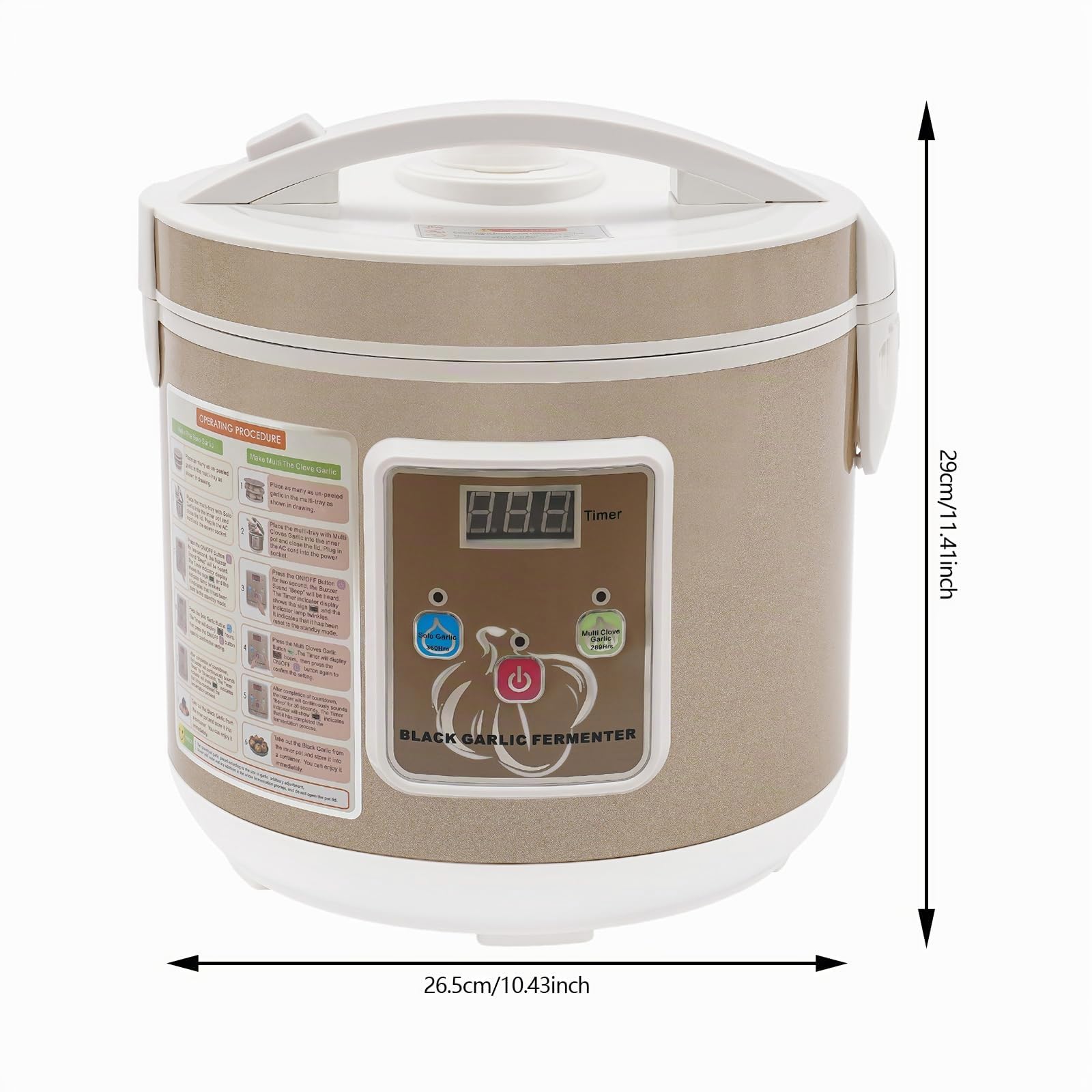 Prensa de ajo, 5 L, control inteligente, máquina de fermentación de ajo, tapa aislante de doble capa, mango y botón convenientes, para la familia y los profesionales