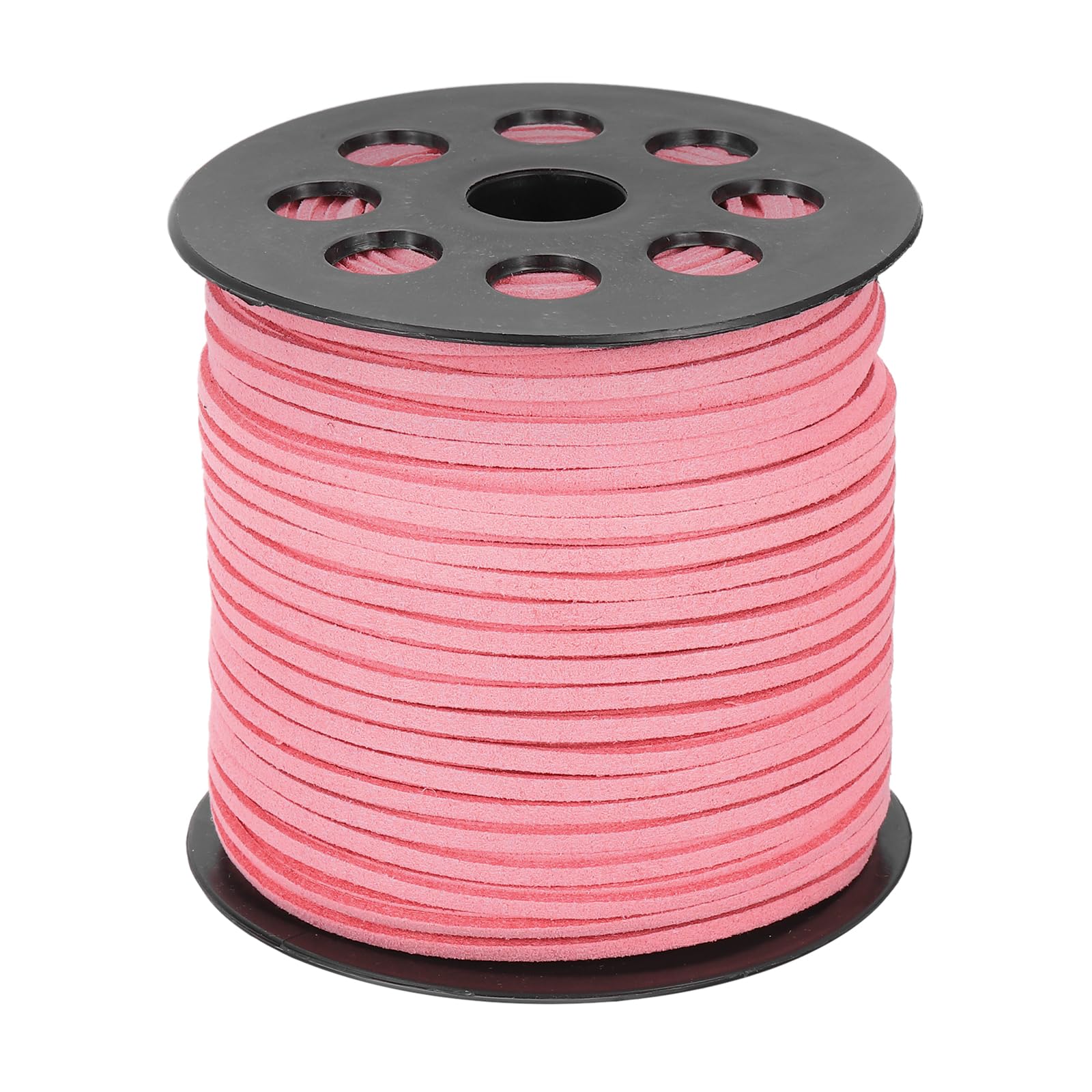 sourcing map 98 Yards x 0.1"(2.6mm) Faux Leather Cord, Flat Suede Cord Leather Strip Braiding String Lace for Jewelry Making Bracelet Necklace Beading Making DIY Crafts, Light Pink
