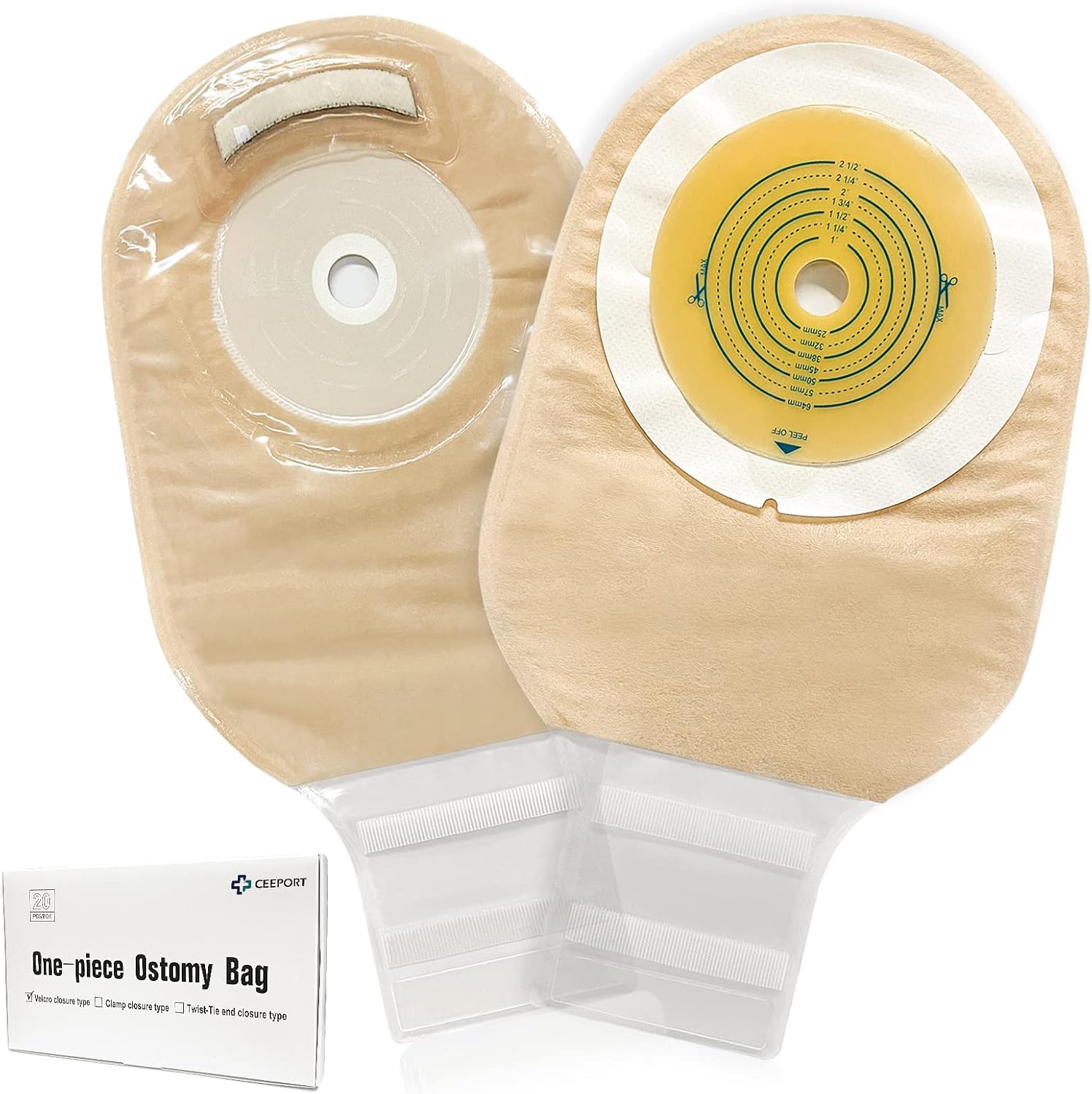 Ceeport 20 PCS Colostomy Bags, Ostomy Supplies, One Piece Drainable Ostomy Drain Pouch for Ileostomy Stoma Care, Odor Resistant, Cut-to-Fit, Max 2 1/2" : Health & Household