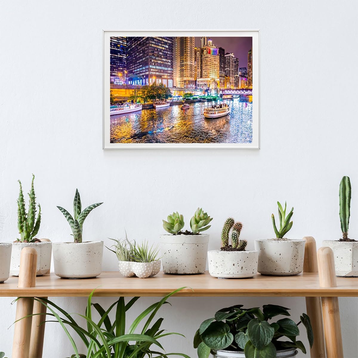 YEEIFFD Diamond Painting Adult Painting Kits Chicago Beautiful Downtown Chicago at Night Buildings River and Bridge Home Bedroom Living Room Art Wall Decoration 12"x16"