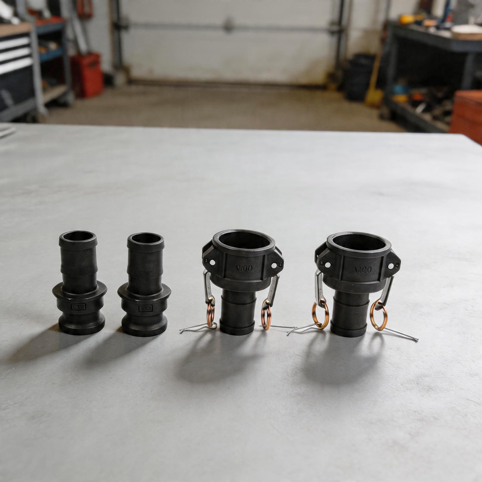 Camlock-Armaturen, 3,8 cm (1 1/2 Zoll), Polypropylen, Teil C weiblich, Kupplung und Teil E männlich, Adapter-Set, hochtemperaturbeständiger Schlauchanschluss für industrielle Flüssigkeitsübertragung